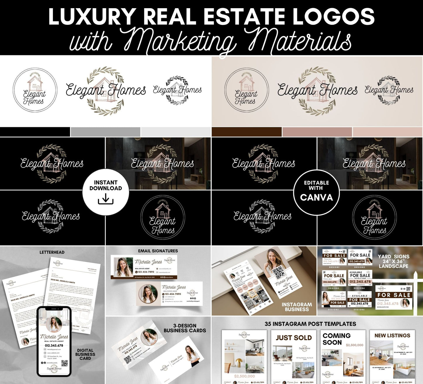 Luxury Real Estate Logo with Marketing Bundle