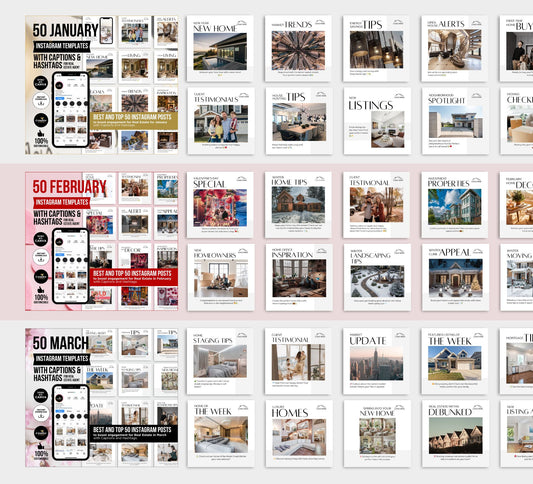 12 Monthly Realtor Social Media Posts Bundle