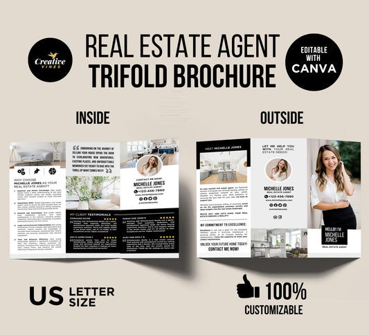 Real Estate Agent Introduction Trifold Brochure