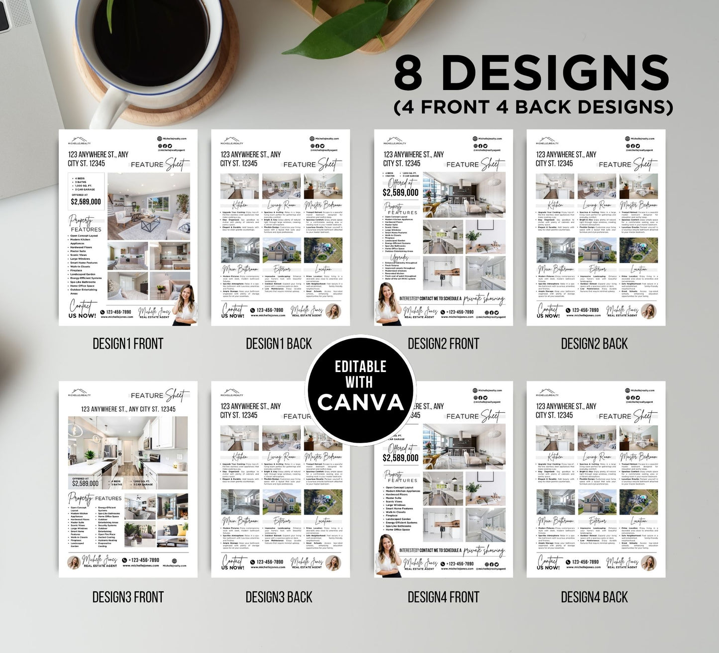 Real Estate Home Feature Sheet Flyer Templates