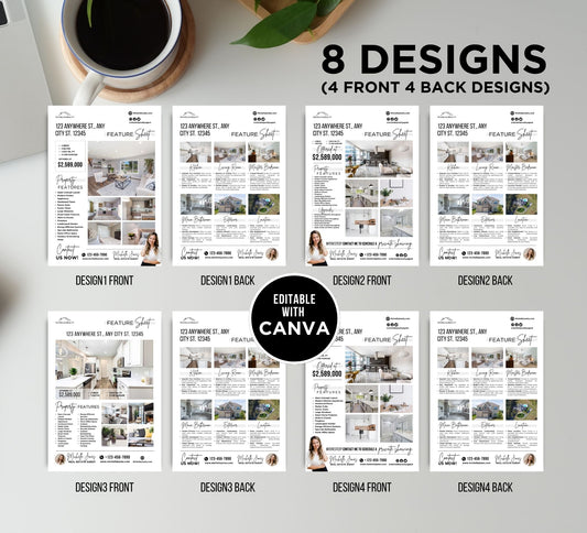 Real Estate Home Feature Sheet Flyer Templates