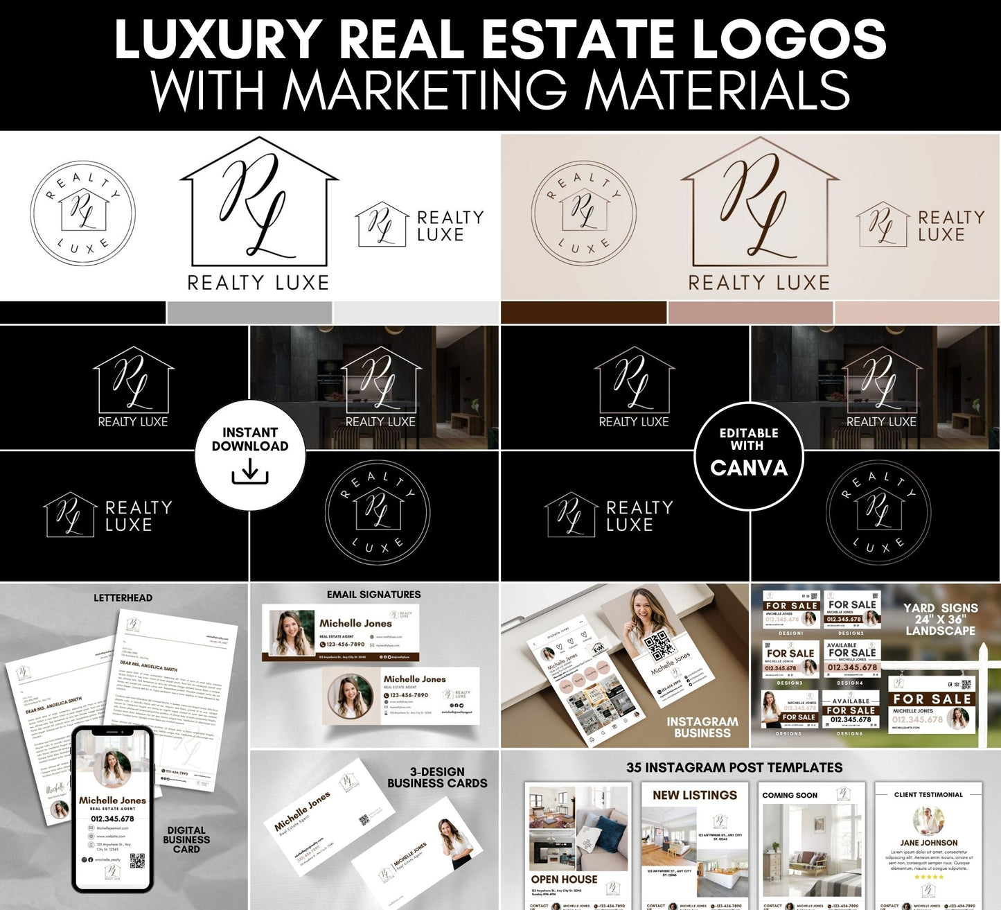 Real Estate Logo Realtor with Marketing Bundle