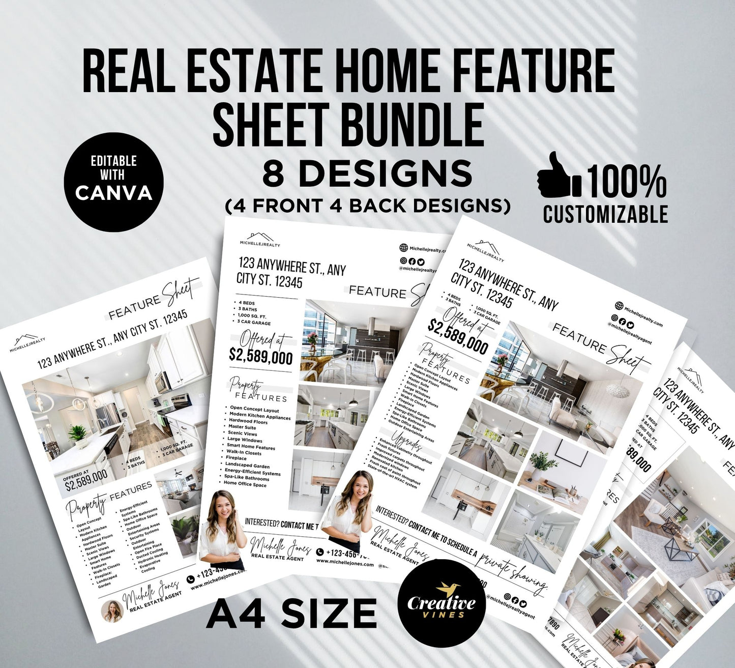 Real Estate Home Feature Sheet Flyer Templates