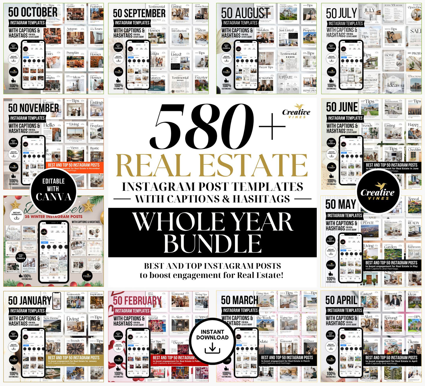 Full Year Real Estate Instagram Post with Captions Hashtags