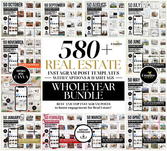 Full Year Real Estate Instagram Post with Captions Hashtags