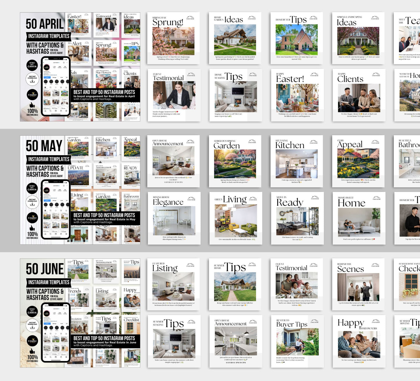 Full Year Real Estate Instagram Post with Captions Hashtags