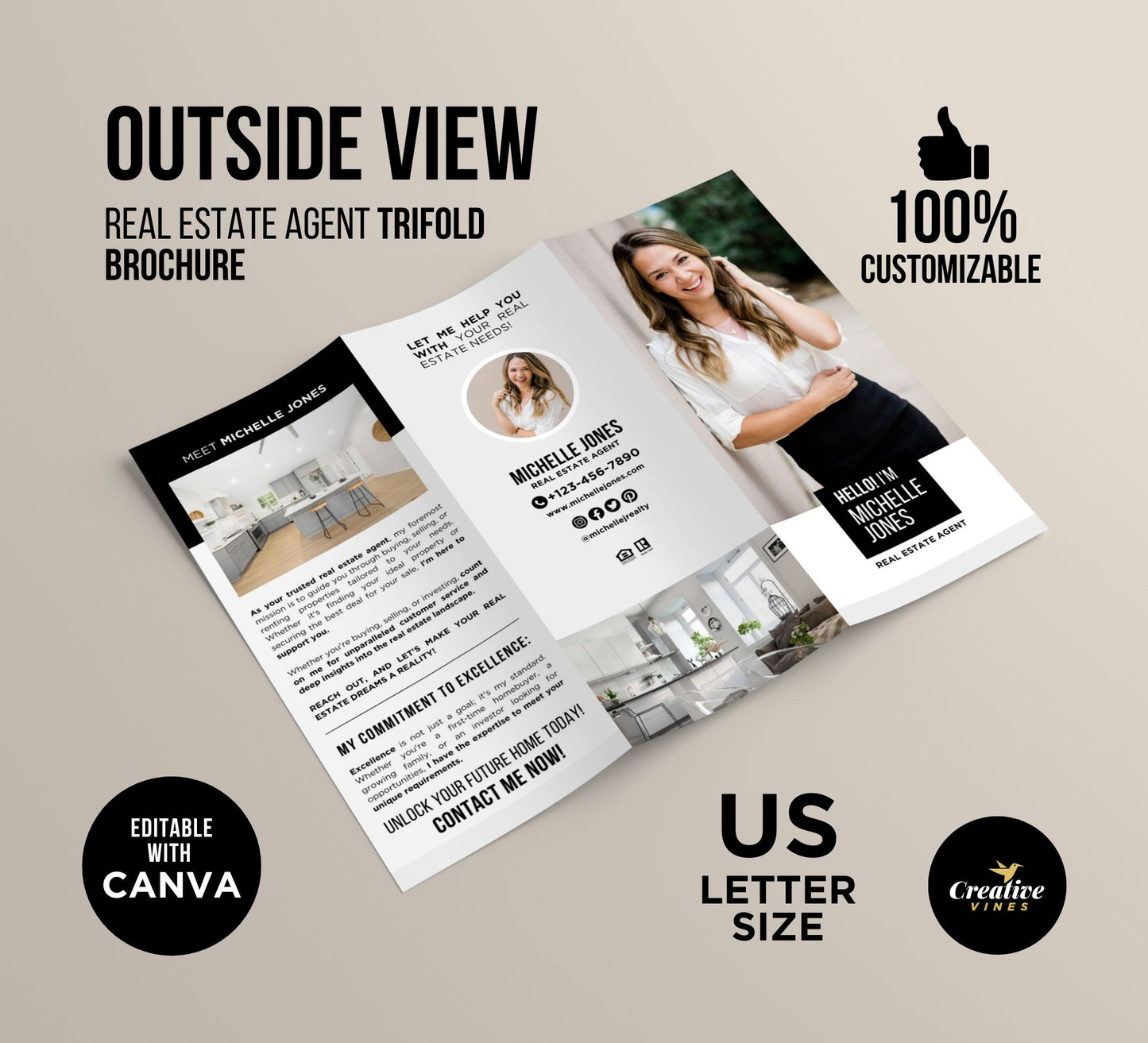 Real Estate Agent Introduction Trifold Brochure
