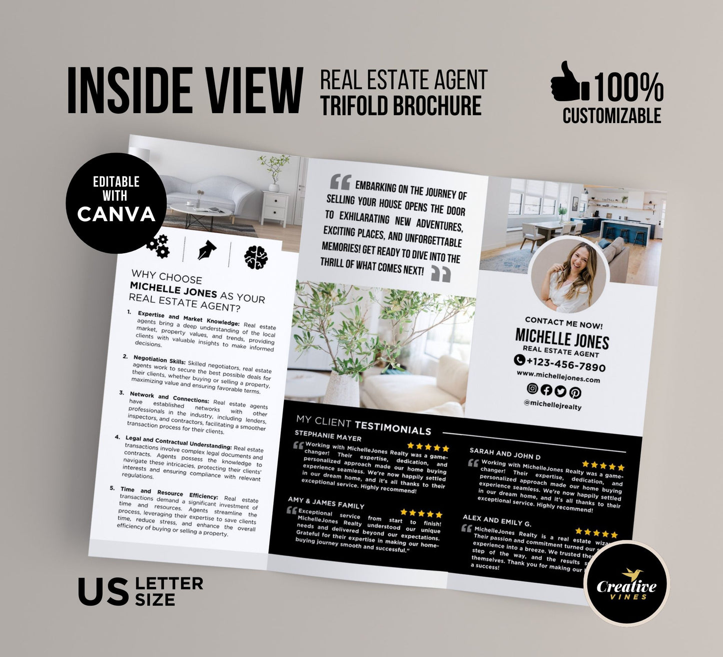 Real Estate Agent Introduction Trifold Brochure