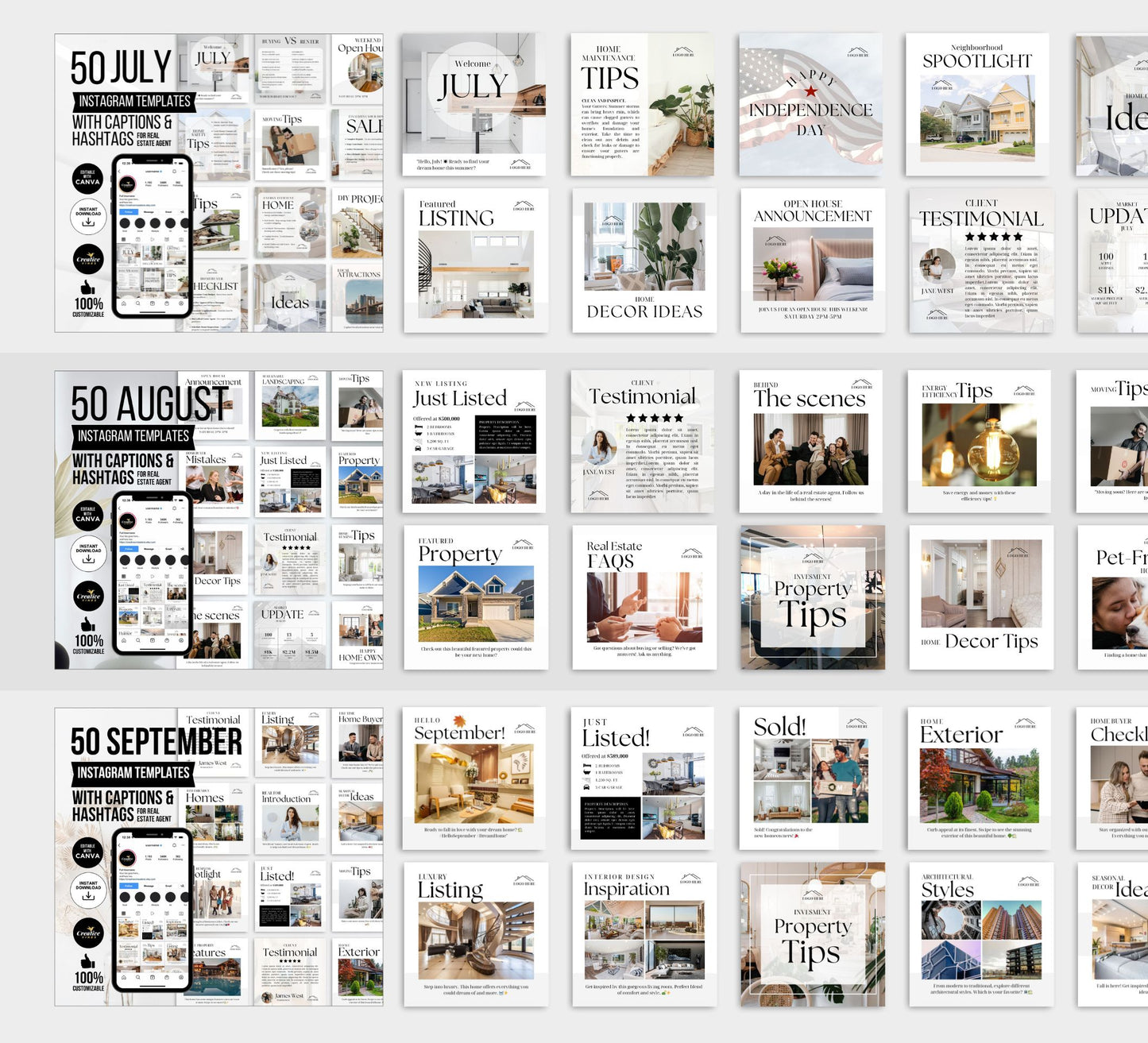 Full Year Real Estate Instagram Post with Captions Hashtags