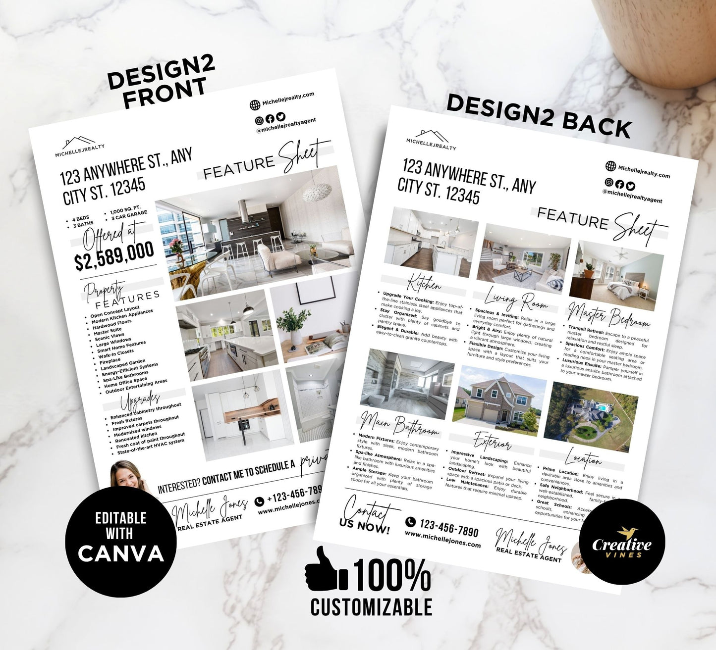 Real Estate Home Feature Sheet Flyer Templates