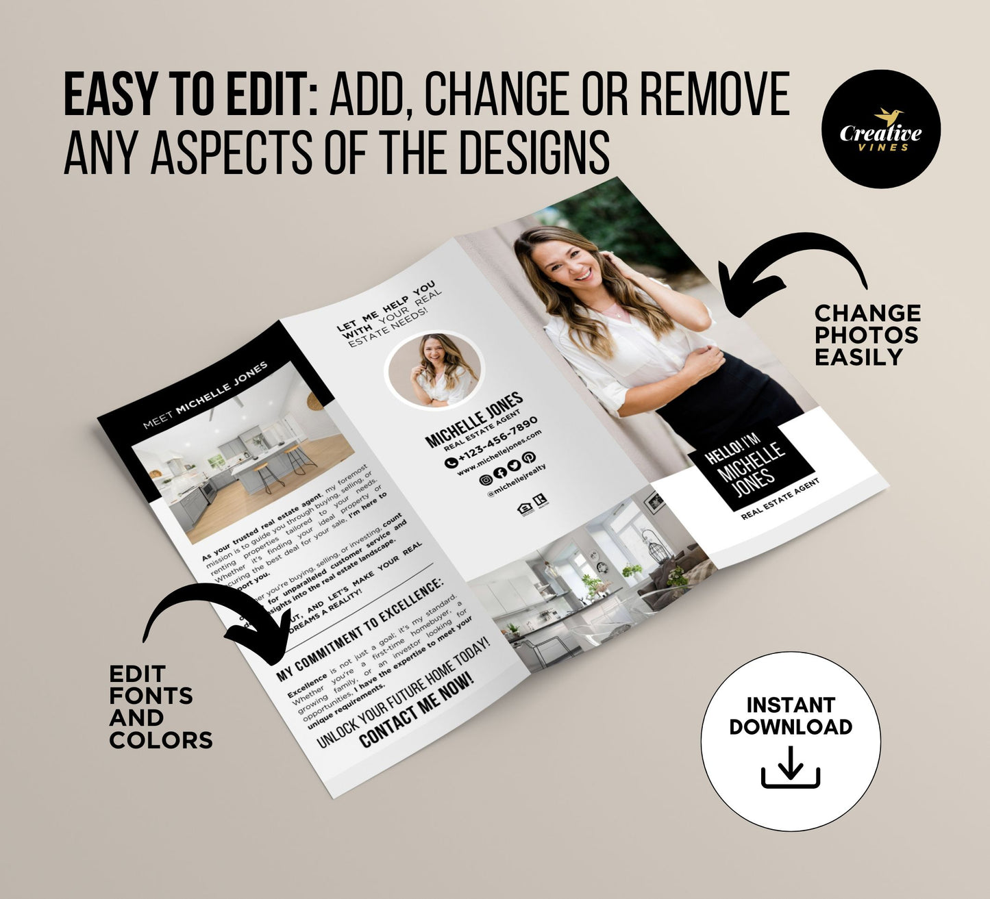 Real Estate Agent Introduction Trifold Brochure