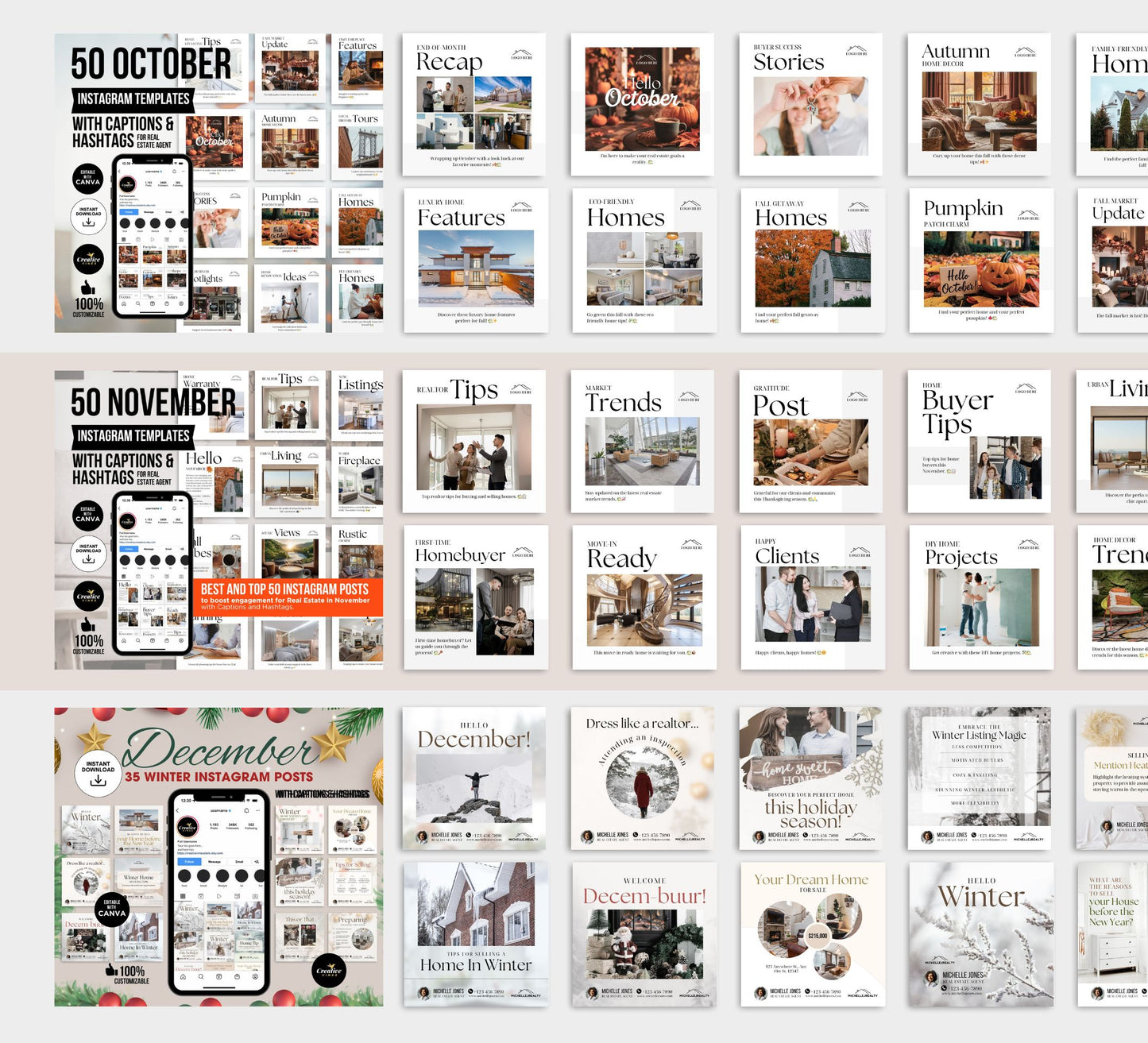 Full Year Real Estate Instagram Post with Captions Hashtags