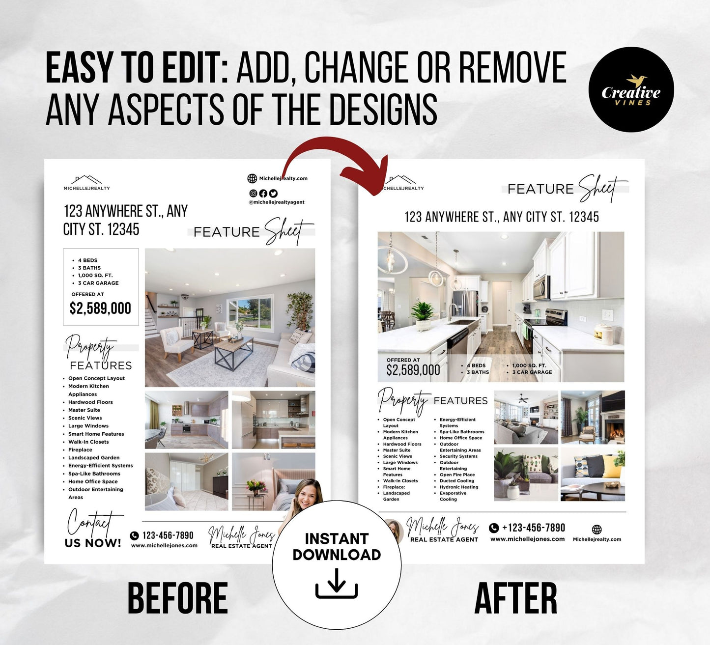 Real Estate Home Feature Sheet Flyer Templates