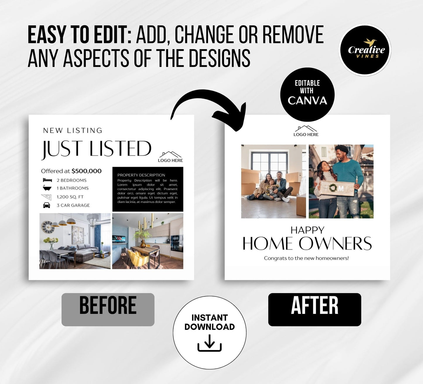 12 Monthly Realtor Social Media Posts Bundle