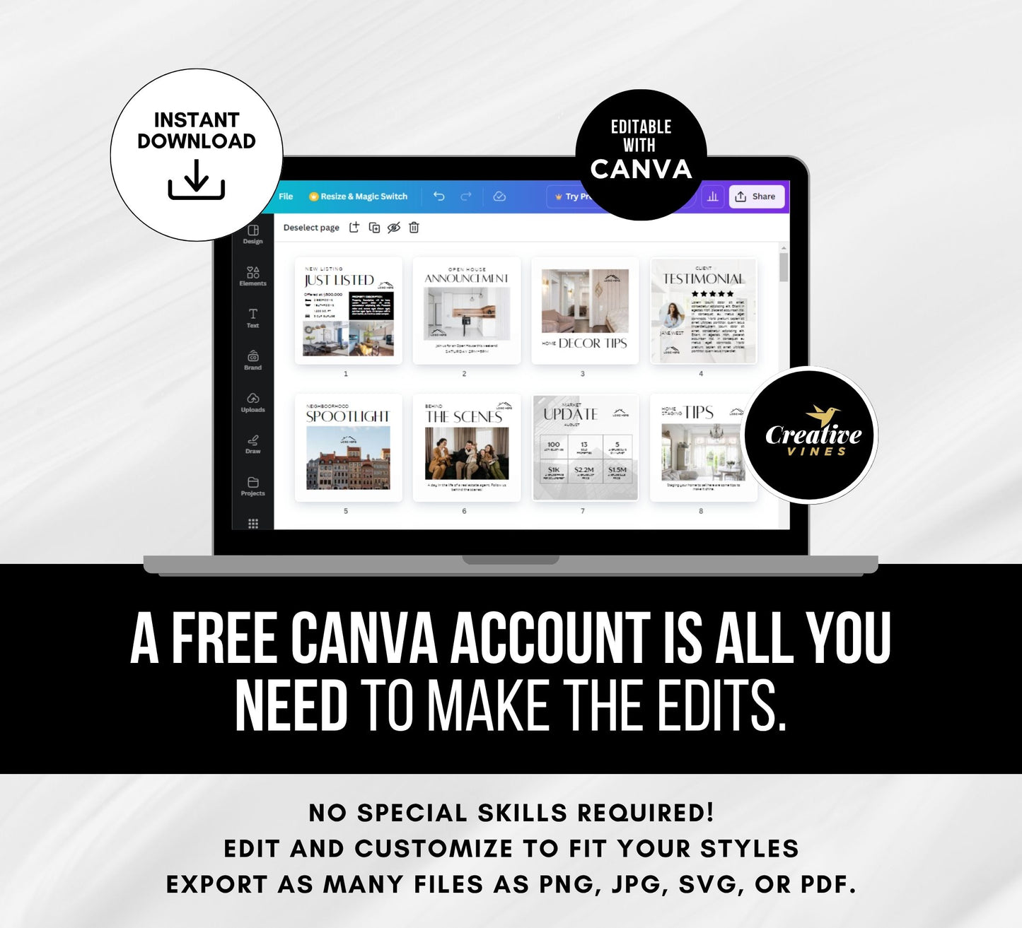 12 Monthly Realtor Social Media Posts Bundle